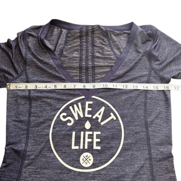Lululemon Women's Heathered Sweat Life Ruched Active T Shirt Purple Size Small - Picture 5 of 7